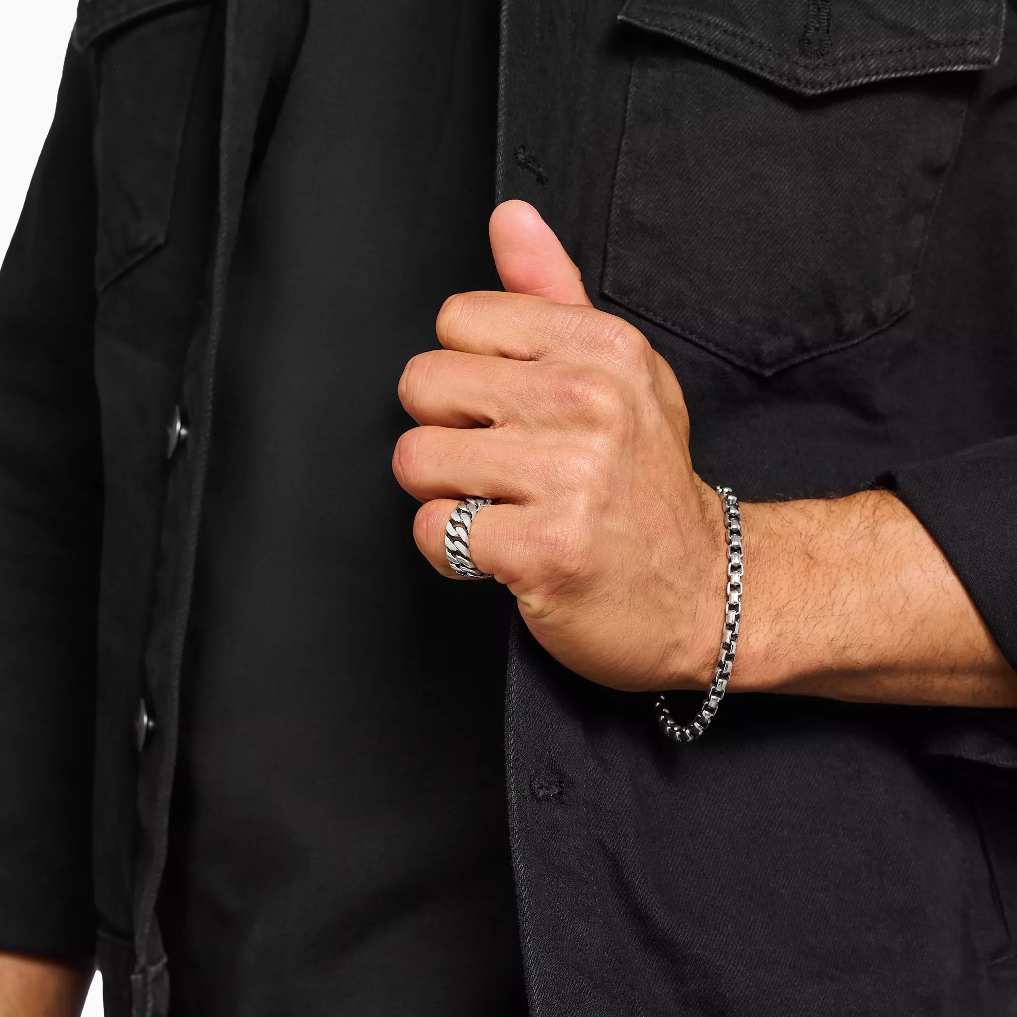Thomas Sabo Ring Kettenglieder breit Silber – PANZERKETTE – Ansicht 2