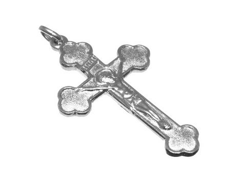 Sterling Silber Anhänger in Form eines Kreuzes mit einer Jesusfigur, 3,3 cm groß, vom Hersteller Juwelier Harnisch. Ideal für religiöse Anhänger und Schmuckliebhaber.