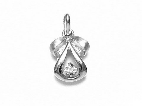 Weißgold Designer Gold 333 Anhänger mit Diamant, Hersteller Juwelier Harnisch, eleganter Tropfen-Design, funkelnder Diamant in der Mitte, perfekt als edles Schmuckstück.