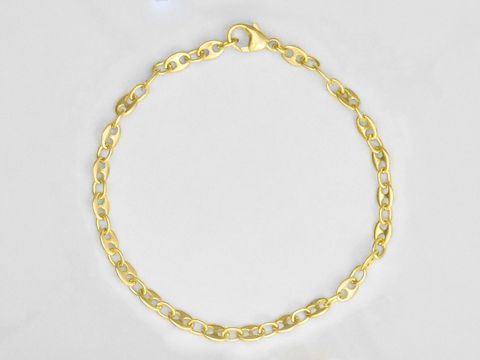 Bohnenkette aus 585 Gold, 19 cm lang, 4 x 3,4 mm Glieder, gefertigt von Juwelier Harnisch, elegantes Design, ideal als Armband.
