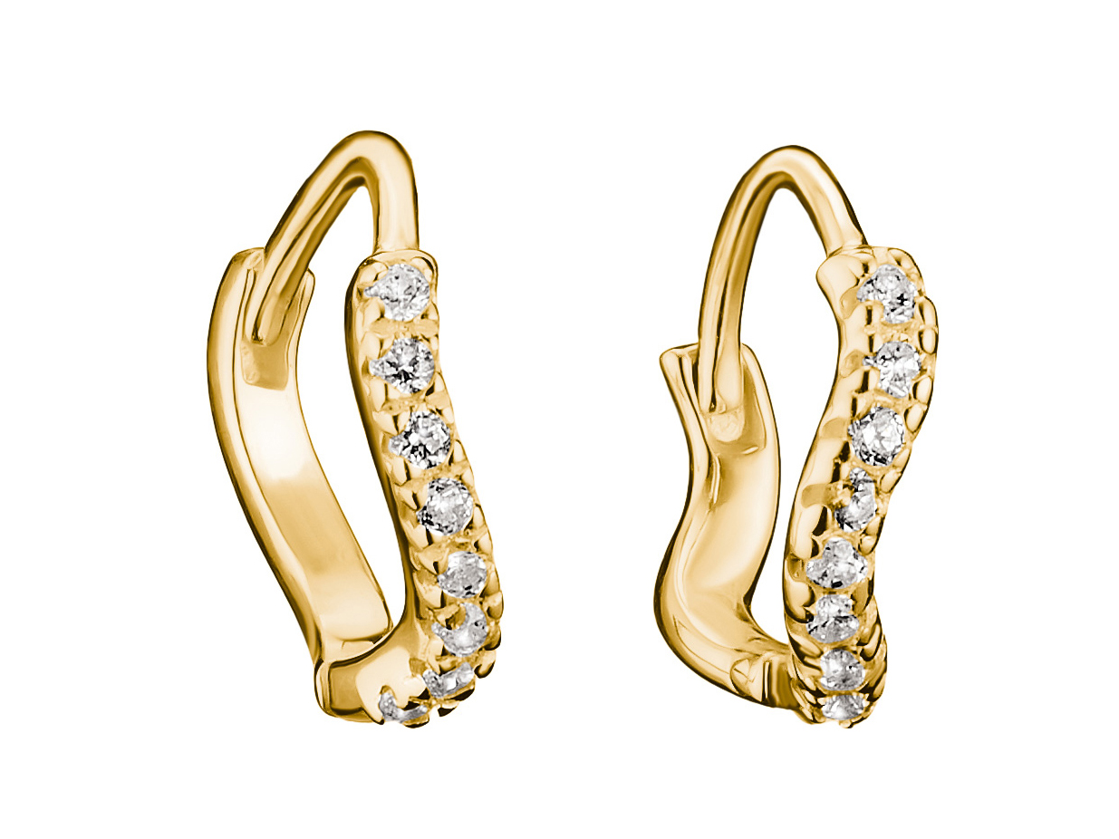 Thomas Sabo Creolen geschwungen aus 18k Gelbgold Vergoldung mit Zirkonia verziert, elegante Ohrringe, ideal für besondere Anlässe oder den Alltag, zeitloses Design und strahlender Glanz.