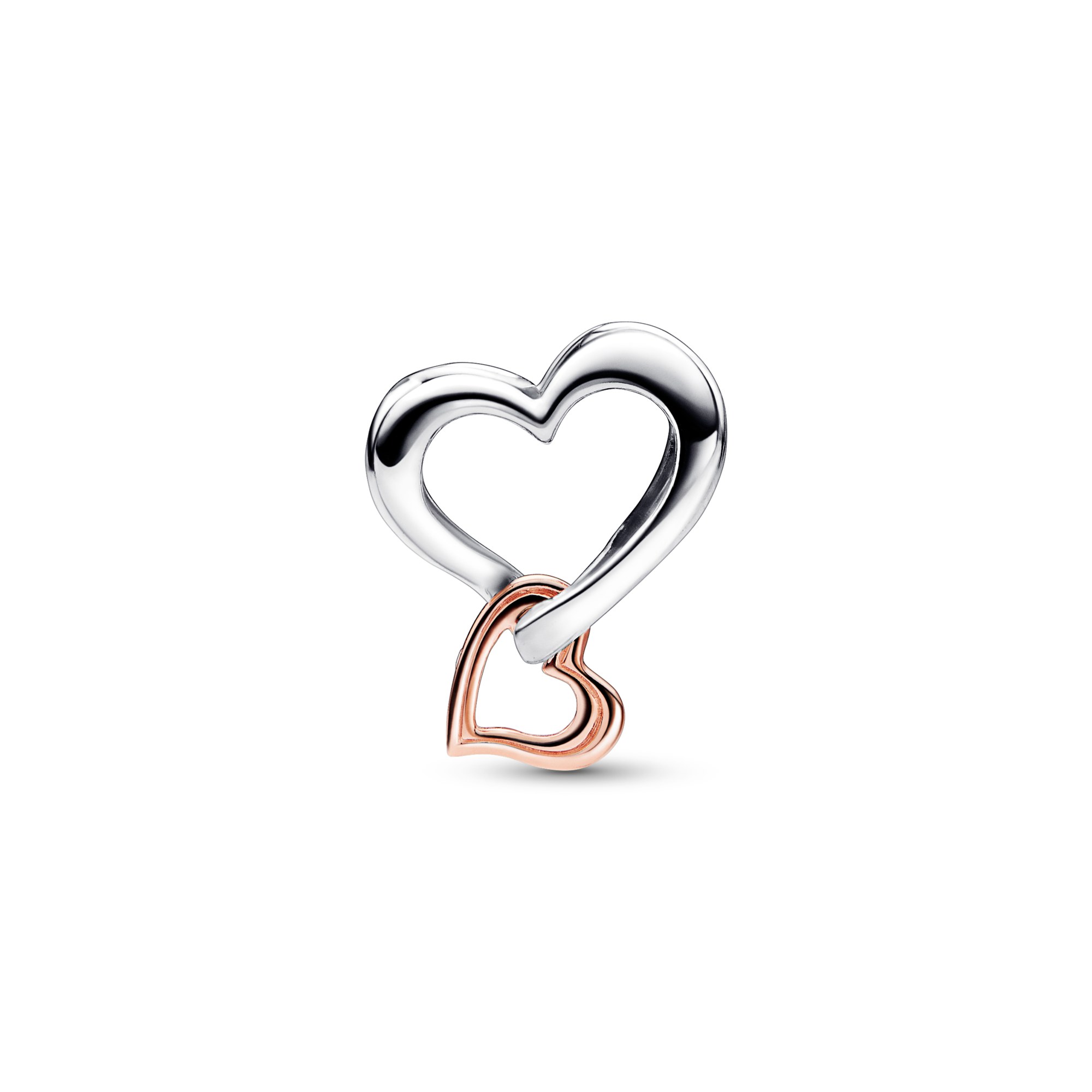 Pandora Bicolor Unendlichkeits-Herz Charm - Sterling Silber + Roségold Vergoldung – Ansicht 3