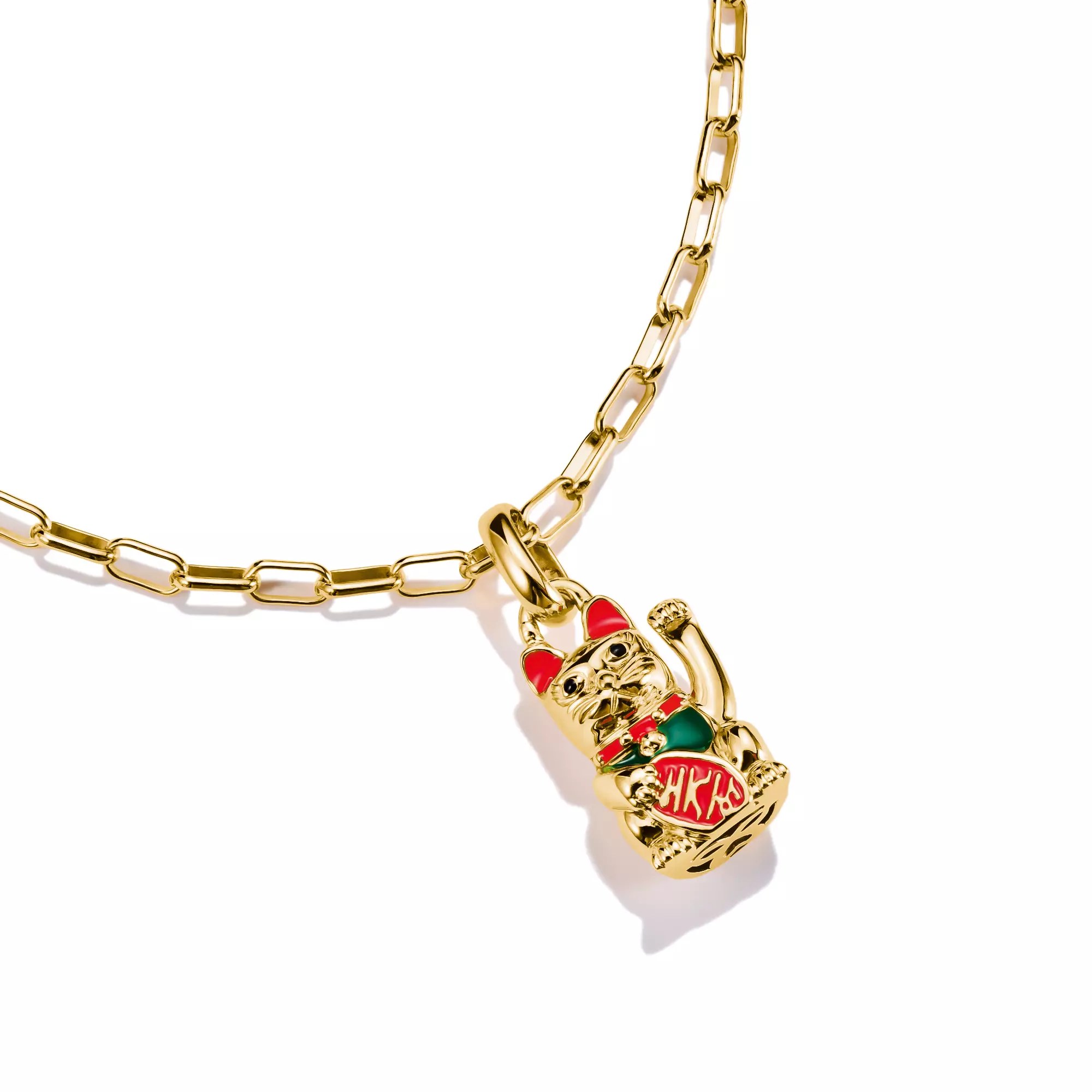 Thomas Sabo Connect - Maneki neko / Winkekatze - Charm mit Öse - Silber & Gelbgold Verg. + Kaltemail – Ansicht 2