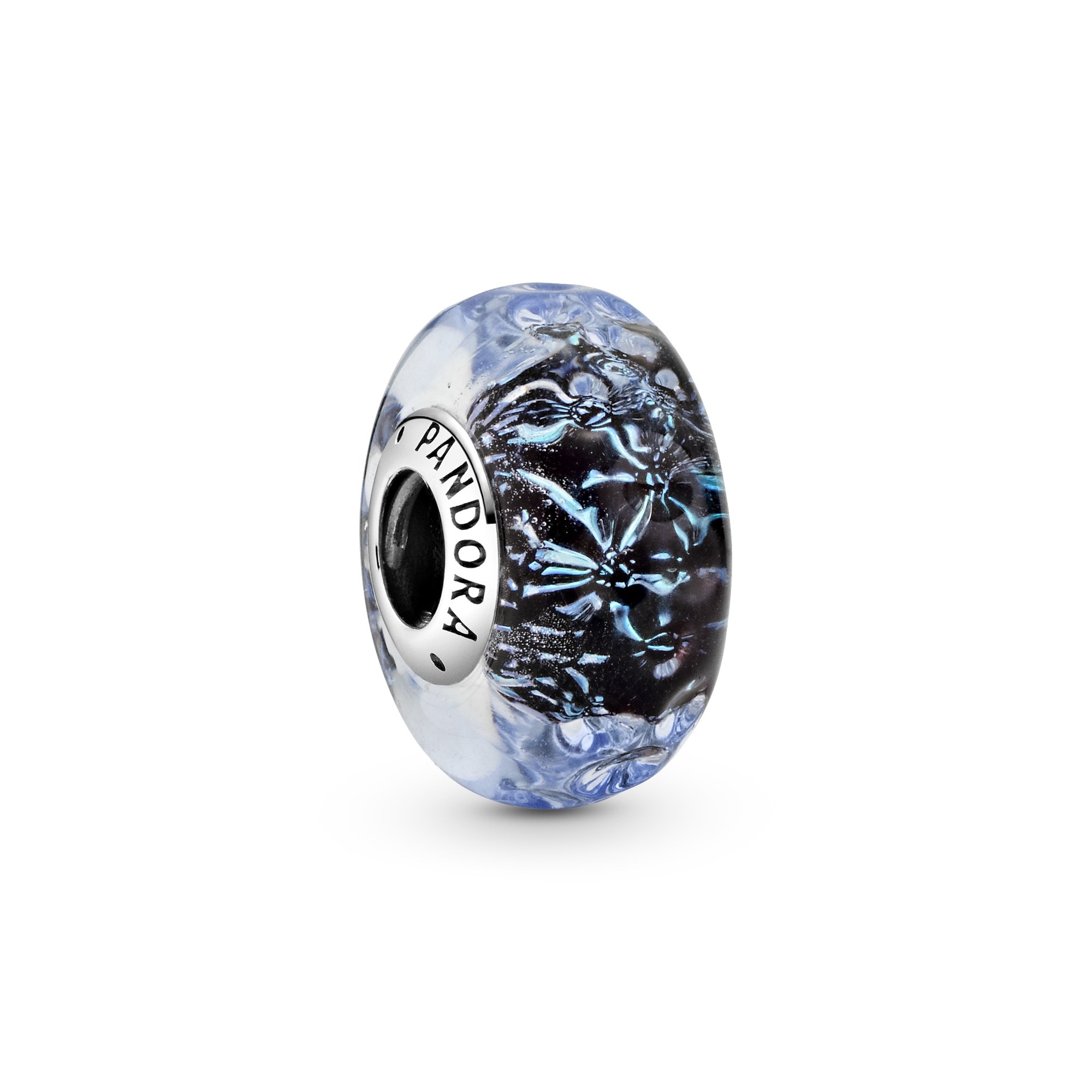Pandora Silber Gewellter dunkelblauer Muranoglas-Ozean-Charm