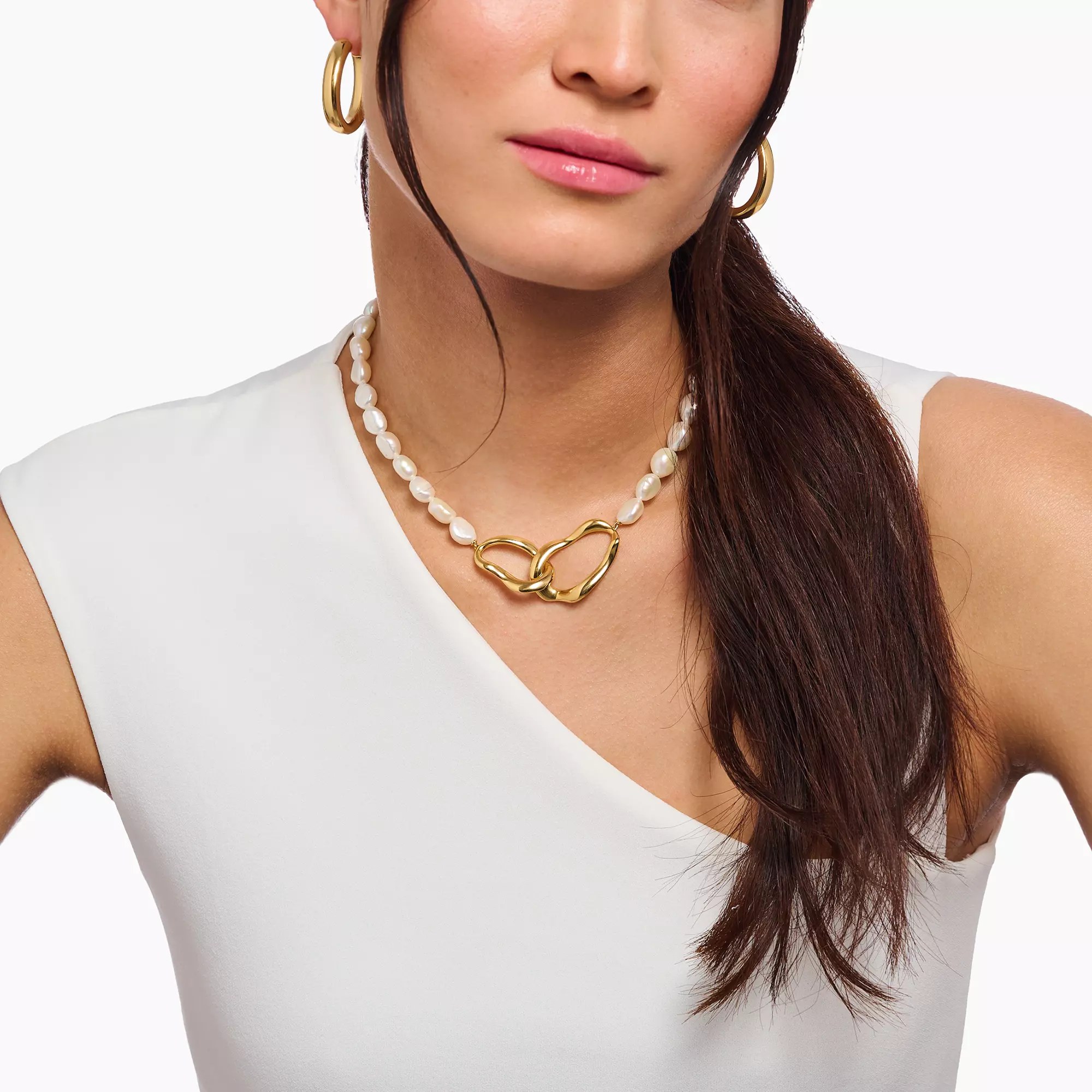 Thomas Sabo Kette - Zuchtperle - Bold Elegance 45 - 50 cm - Silber vergoldet – Ansicht 5