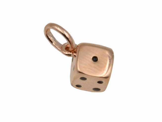 Ein eleganter Anhänger in Würfelform aus 925 Sterling Silber, poliert und roségold vergoldet, gefertigt von Juwelier Harnisch, ideal für verschiedene Schmuckdesigns.
