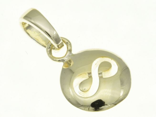 Rund Unendlichkeit Anhänger aus Sterling Silber mit gelbgold vergoldeter Symbolik, Hersteller Juwelier Harnisch, elegant und zeitlos, ideal für jeden Schmuckliebhaber.