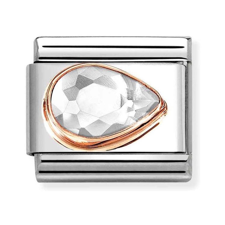 Nomination Composable Classic Charm Tropfen rechts weiß - Edelstahl, Roségold, Zirkonia