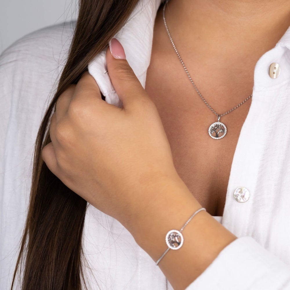 Engelsrufer - Kette LEBENSBAUM 13,5 mm mit Zirkonia Silber rhodiniert - 40cm – Ansicht 4