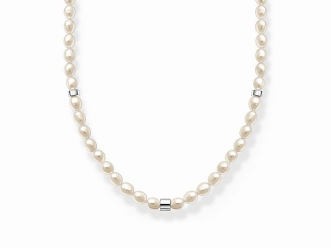 Thomas Sabo Kette KE2161-082-14-L45V aus Sterling Silber mit Zuchtperlen, 45 cm lang und verstellbar, elegant und zeitlos, ideal für festliche Anlässe oder den Alltag.