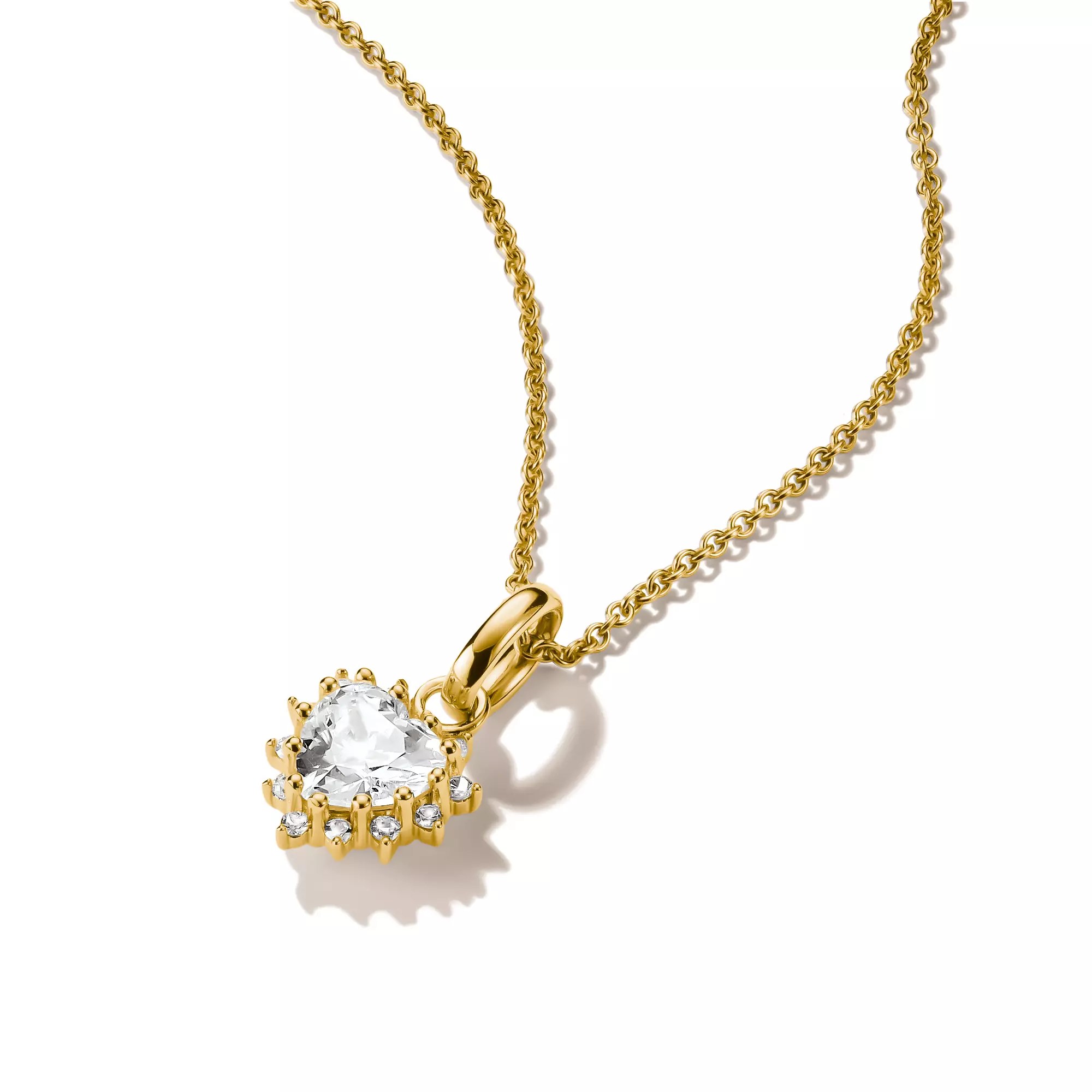 Thomas Sabo Kette mit weißem Zirkonia im Herzschliff – vergoldet – 45 cm – Ansicht 2