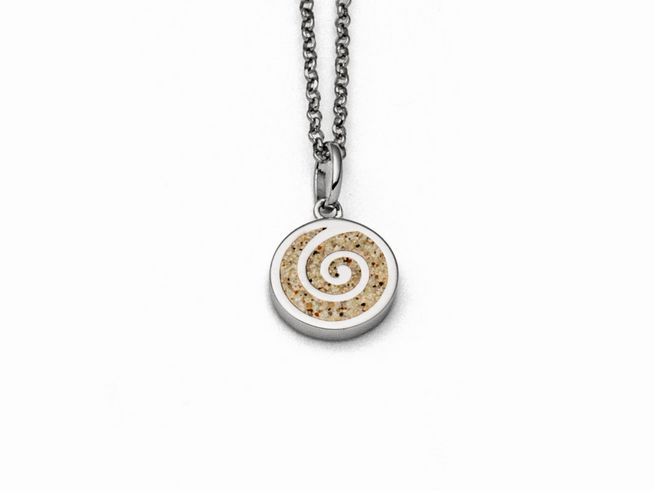 DUR Kette Sandspirale 2.0 K2582 aus Sterling Silber mit einem runden Anhänger in Sandfarbe und spiralförmigem Design, Länge 42cm, ideal für jeden Anlass.