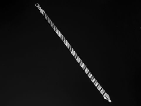 Armband Geflecht Silber rhodiniert 19 cm mit Karabiner des Herstellers Juwelier Harnisch ohne Stein, elegant und zeitlos in schlichtem Design.