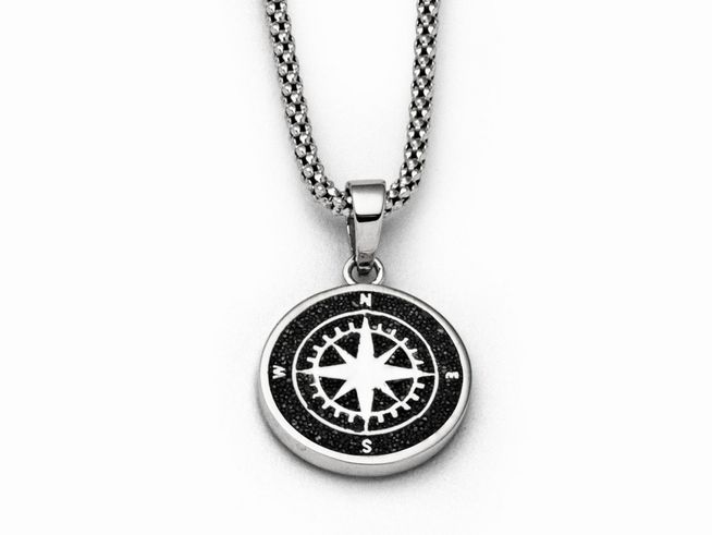 DUR Anhänger Kompassrose 2.0 aus Sterling Silber mit einem detailreichen Kompassdesign und filigranem Kettenanhänger, perfekt für jeden Anlass.