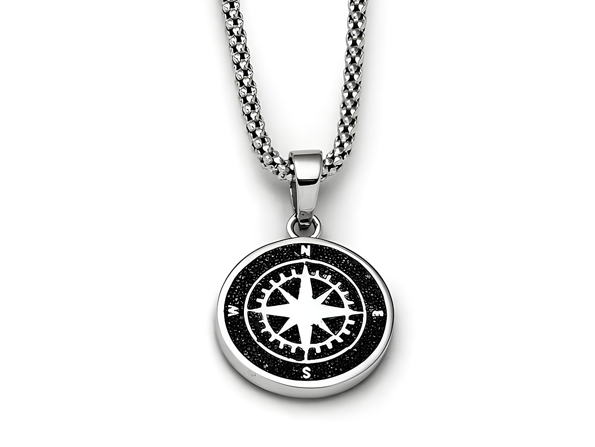 DUR Anhänger Kompassrose 2.0 aus Sterling Silber mit einem detailreichen Kompassdesign und filigranem Kettenanhänger, perfekt für jeden Anlass.