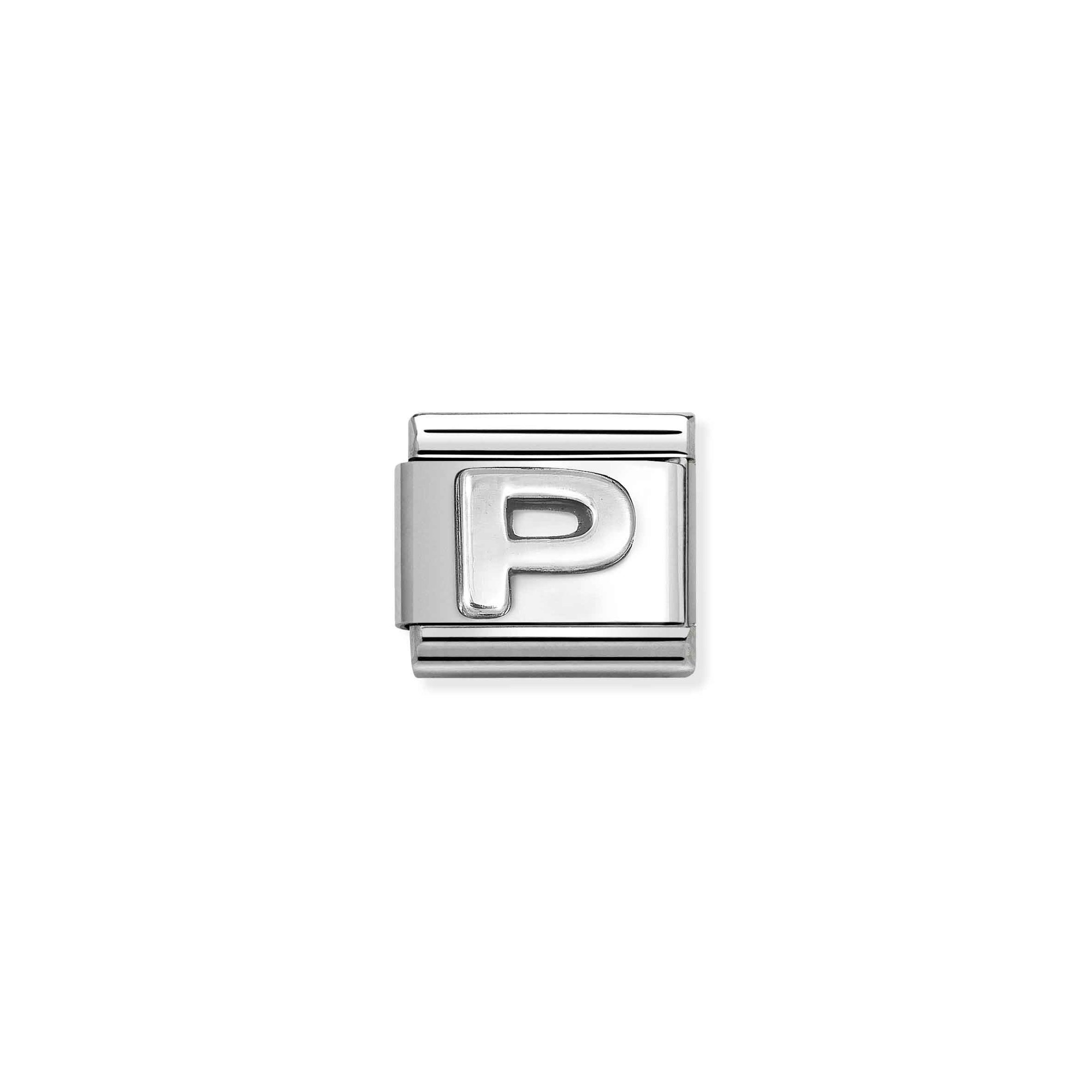 Nomination Composable Classic Charm Buchstabe P - Edelstahl, Sterling Silber oxidiert