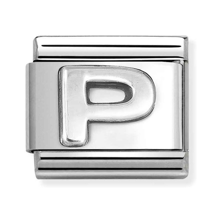Nomination Composable Classic Charm Buchstabe P - Edelstahl, Sterling Silber oxidiert