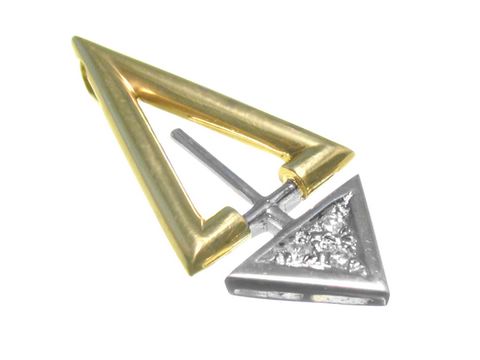 Dreieck-Diamant Gold 585 Anhänger bicolor 30 mm vom Hersteller Juwelier Harnisch mit Diamanten und Brillianten, elegantes Schmuckstück für besondere Anlässe.