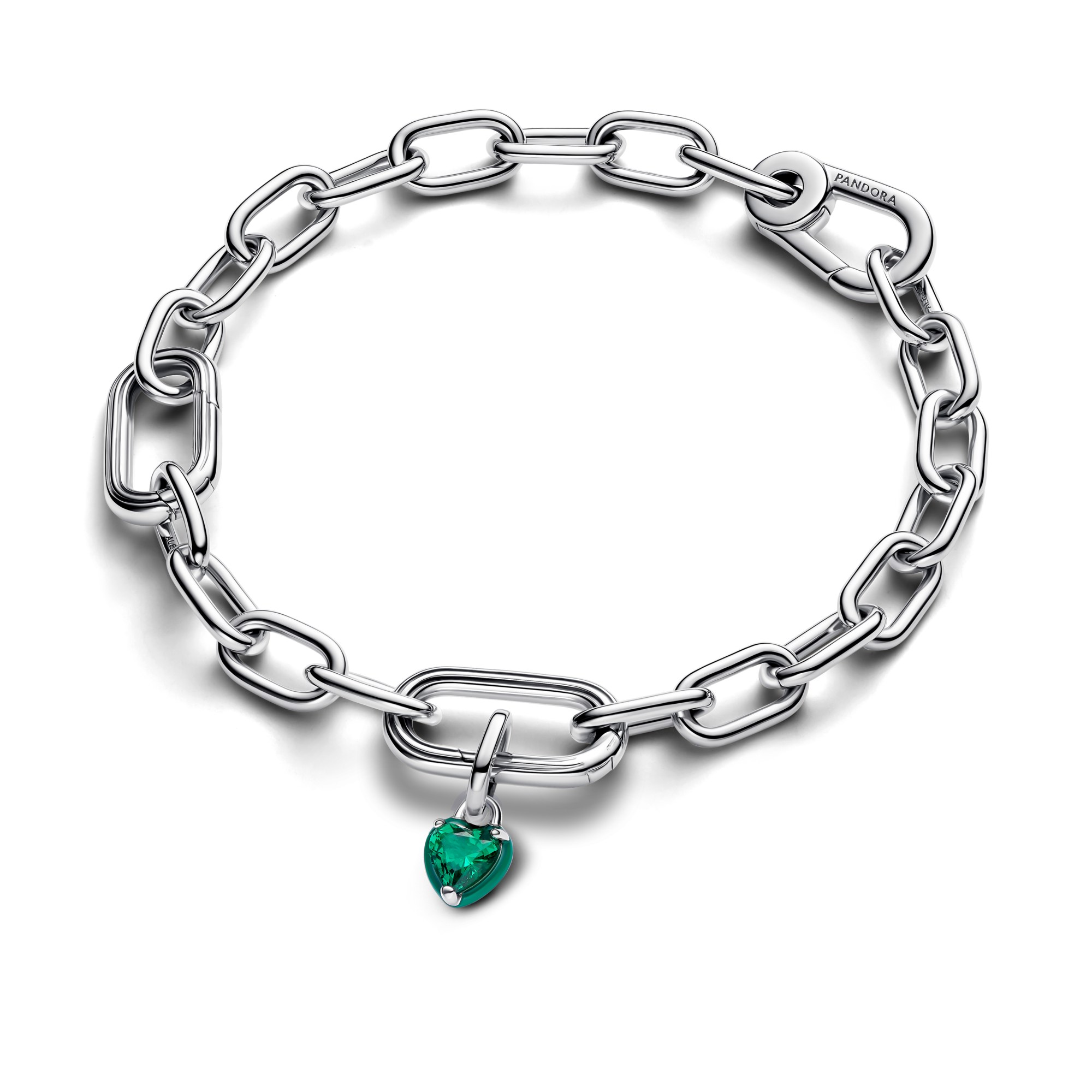 Pandora ME Grünes Chakra-Herz Mini-Charm-Anhänger - Sterling Silber - Zirkonia + Emaille Grün – Ansicht 4