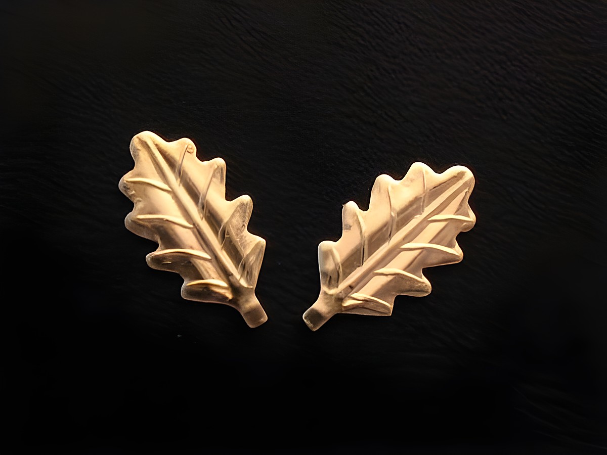 Ohrringe Blatt Blätter in Gold auf Silber aus nostalgischem Design, Hersteller Juwelier Harnisch, Ohrstecker ohne Stein, elegant und zeitlos.