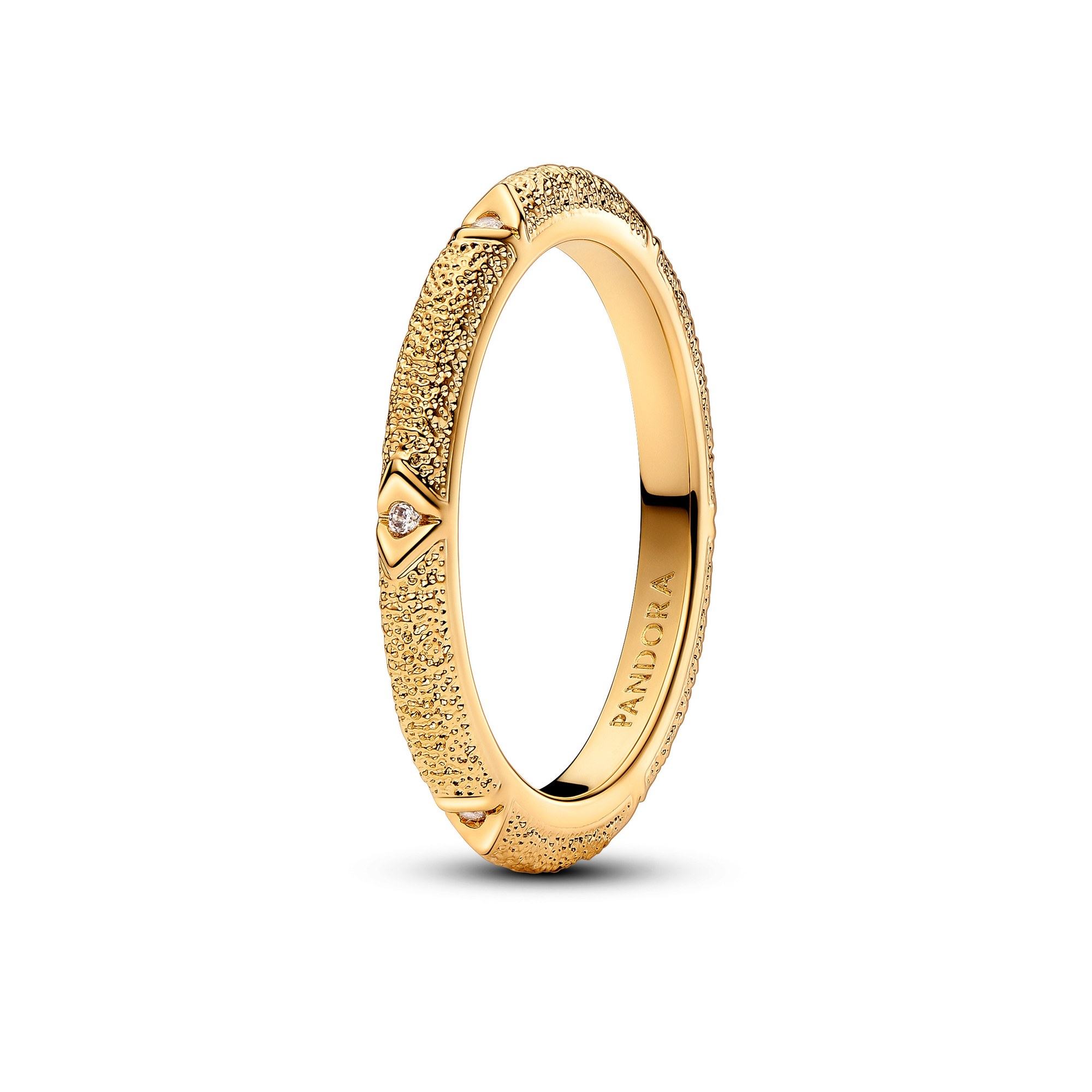 Pandora ME Struktur & Steine Ring - Gelbgold verg. - Zirkonia klar
