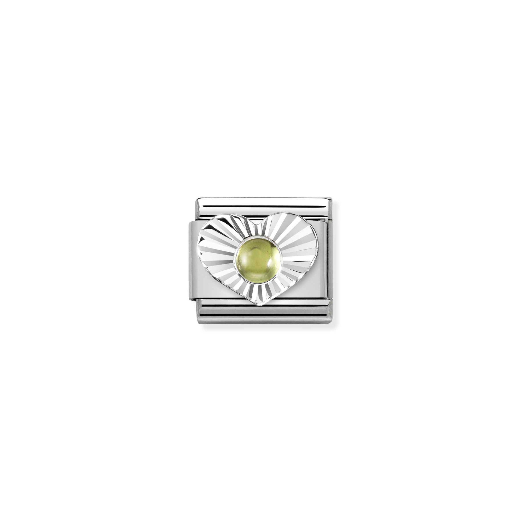 Nomination Composable Classic Charm Herz Peridot grün - Edelstahl, Sterling Silber diamantiert