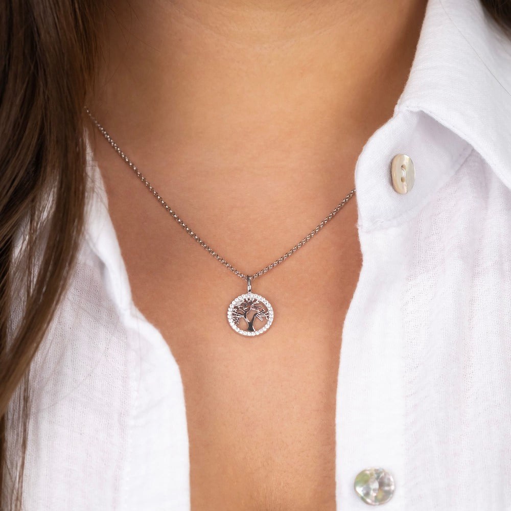 Engelsrufer - Kette LEBENSBAUM 13,5 mm mit Zirkonia Silber rhodiniert - 40cm – Ansicht 3