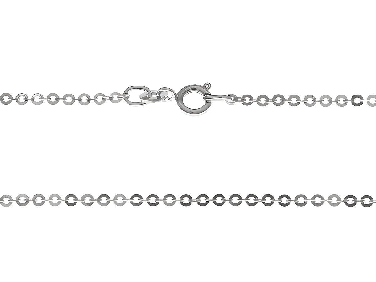 Silberkette rhodiniert mit Rundankerkette in der Größe 1,9 x 1,9 mm und einer Länge von 38 cm, Hersteller Juwelier Harnisch, Anker mittel, mit sicherem Verschluss.