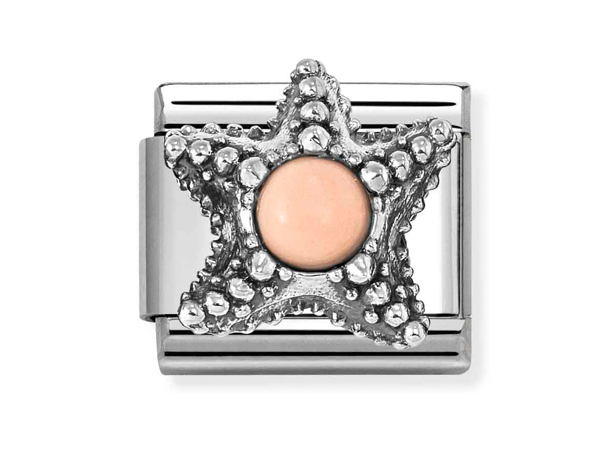 Nomination 330511 07 - CLASSIC Symbol aus Sterling Silber oxidiert - Edelstein - Seestern-Koralle - rosa
