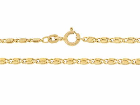 S-Panzerkette 585 Gold in der Länge 42 cm und einer Breite von 2,4 x 1 mm mit Federringverschluss, Hersteller Juwelier Harnisch, elegantes Schmuckstück für jeden Anlass.