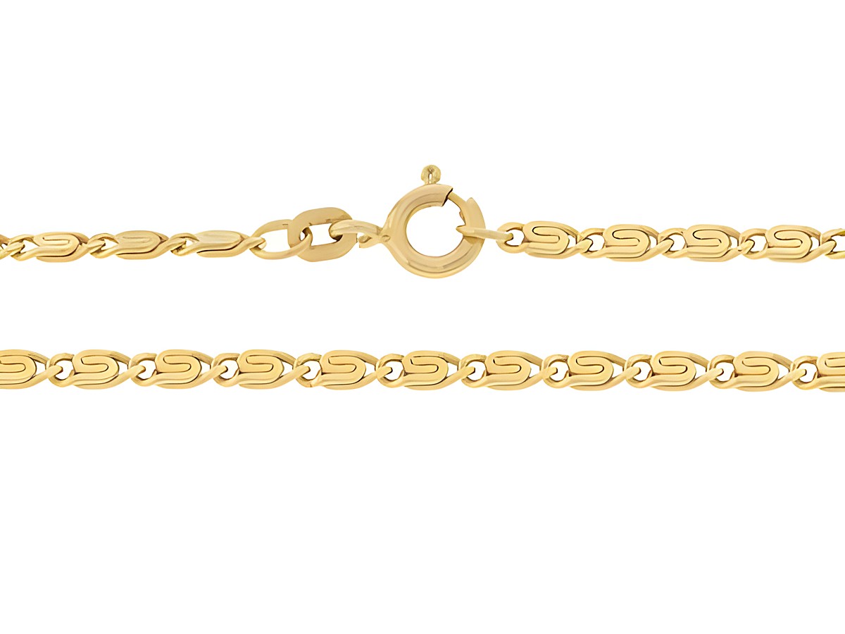 S-Panzerkette 585 Gold in der Länge 42 cm und einer Breite von 2,4 x 1 mm mit Federringverschluss, Hersteller Juwelier Harnisch, elegantes Schmuckstück für jeden Anlass.