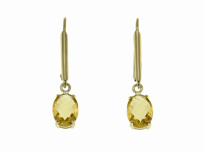 303484-0 Ohrhänger Oval Tropfen aus Sterling Silber mit Gelbgold Vergoldung, Hersteller Juwelier Harnisch, ausgestattet mit einem eleganten Stein in ovaler Form, perfektes Schmuckstück für besondere Anlässe.