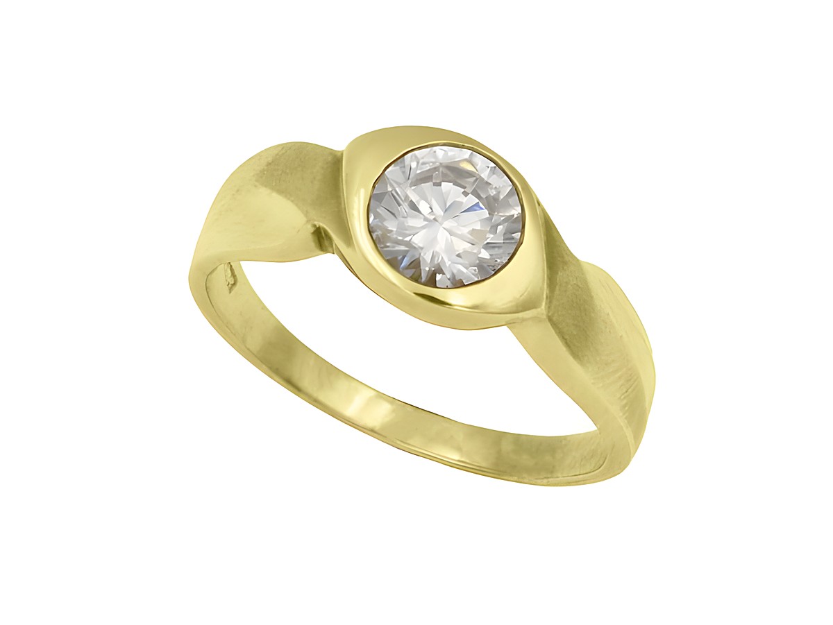 Gelbgold Ring elegant Gelbgold 585 Zirkonia Gr. 58 Hersteller Juwelier Harnisch bis Gr. 58/18,5. Ein stilvoller und zeitloser Ring mit funkelndem Zirkonia.