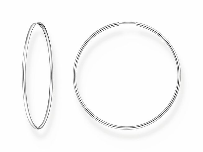 Große silberne Creolen von Thomas Sabo, Modell CR729-001-21, elegant und schlicht im Design, ideal für jeden Anlass, in hochwertiger Verarbeitung.