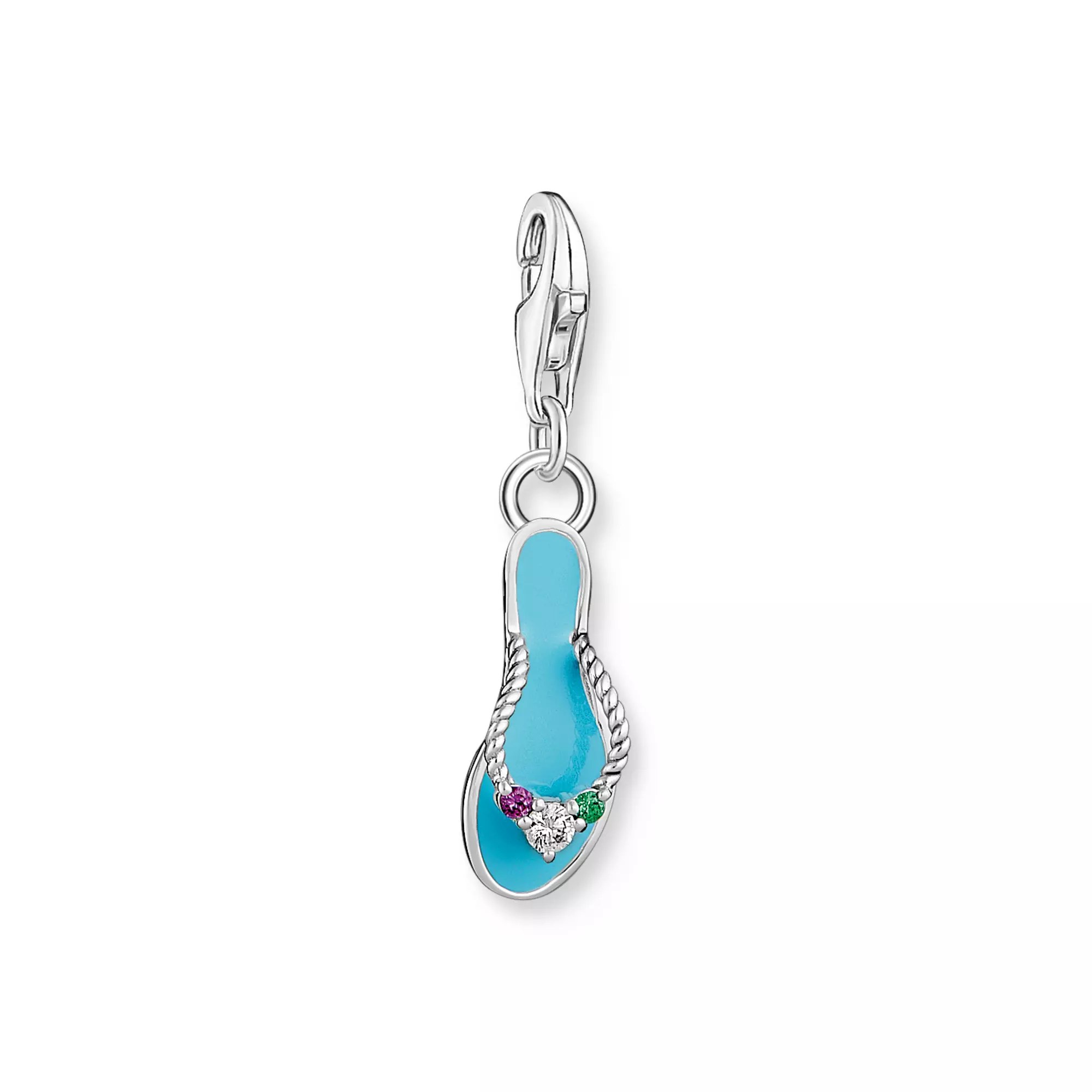 Thomas Sabo Charm-Anhänger - Holiday Vibes - Badelatsche - Silber gesch. & Emaille & synth. Korund