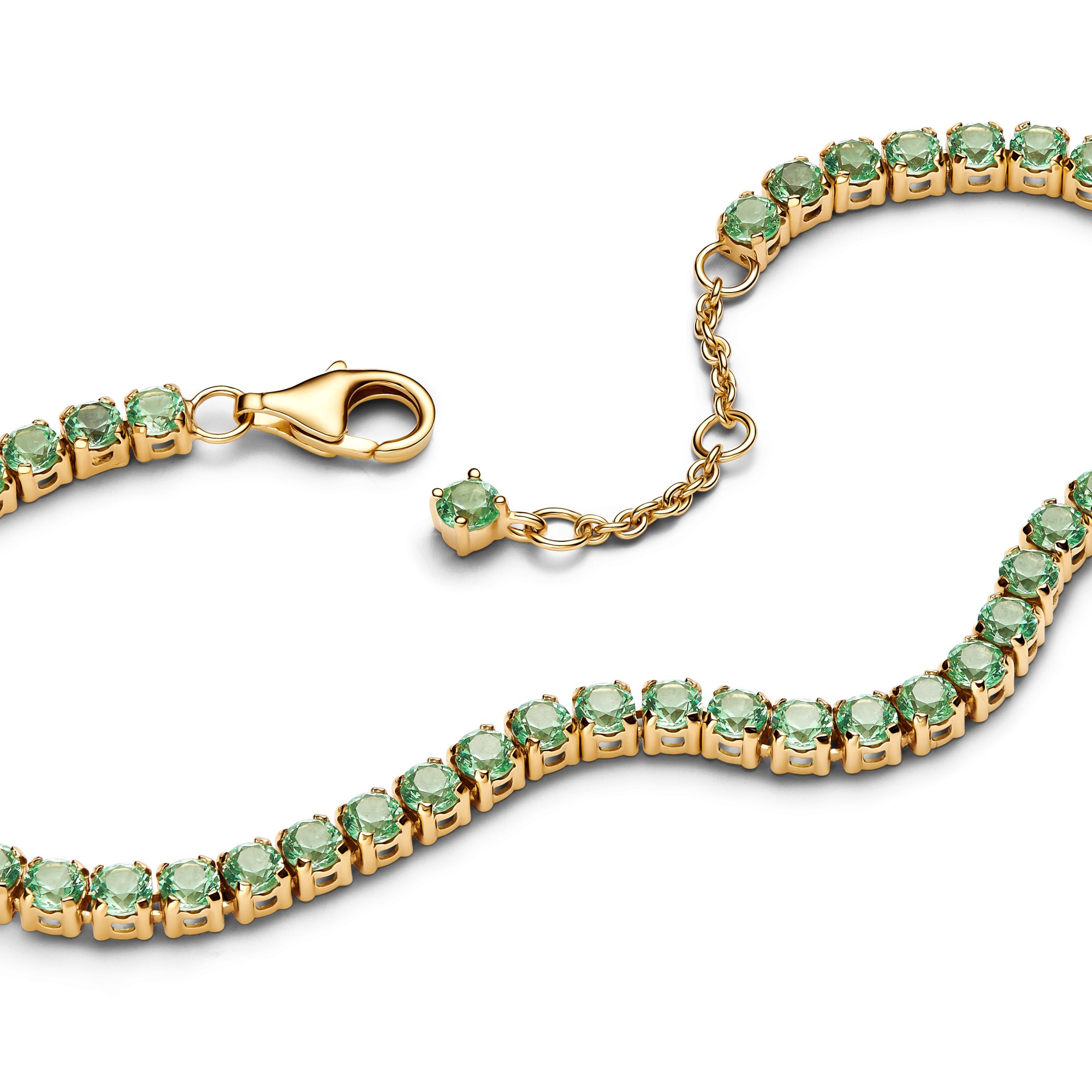 Pandora funkelndes grünes Tennisarmband - Gelbgold Vergoldung – Ansicht 2