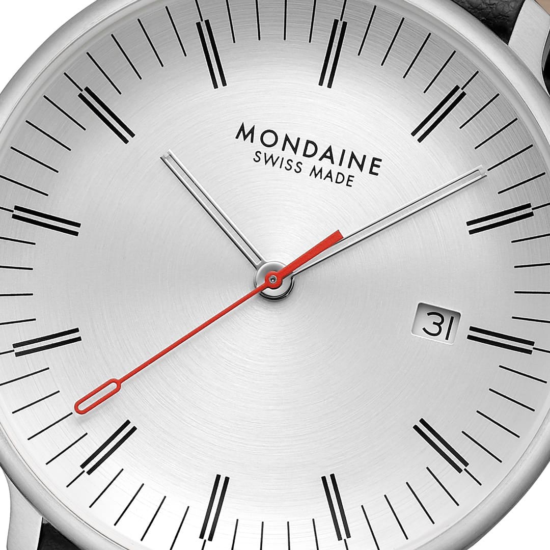Mondaine Uhr - Doppio - Schwarz - 41 mm – Ansicht 2