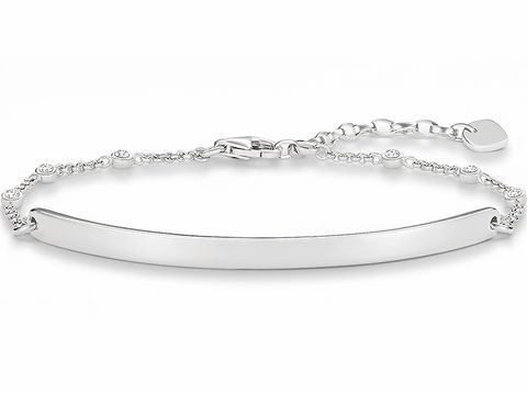 Silbernes Thomas Sabo Love Bridge Armband LBA0040-051-14-L19,5v mit Zirkonia in weiß, elegant und zeitlos, verstellbare Länge von 16,5 bis 19,5 cm. Ideal für jeden Anlass.