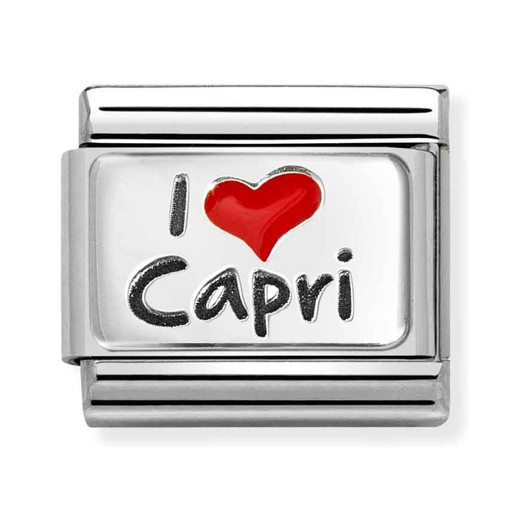 Nomination Composable Classic Charm I love Capri - Edelstahl, Sterling Silber, Emaille