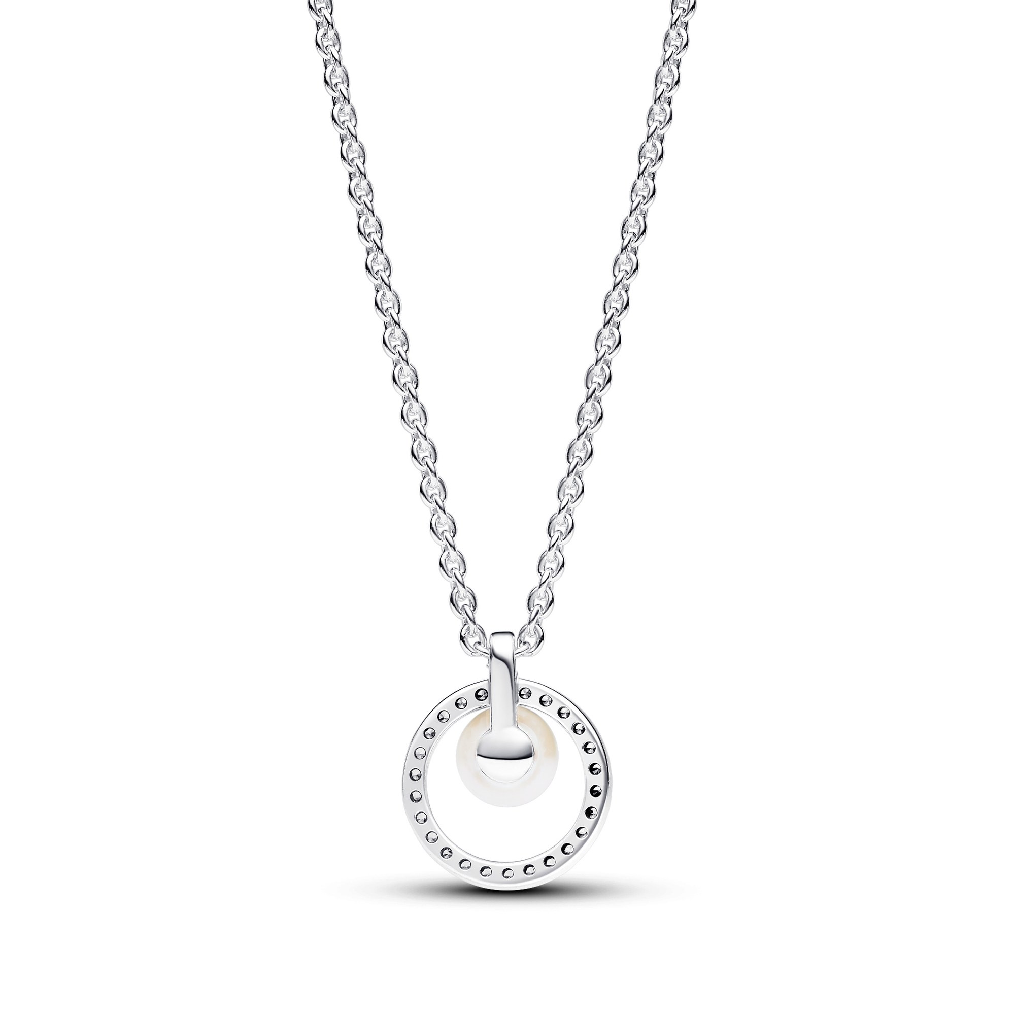 Pandora Zuchtperle & Pavé Collier-Halskette - Silber - Steinmix Weiß - 45 cm Ansicht 2 – Ansicht 2