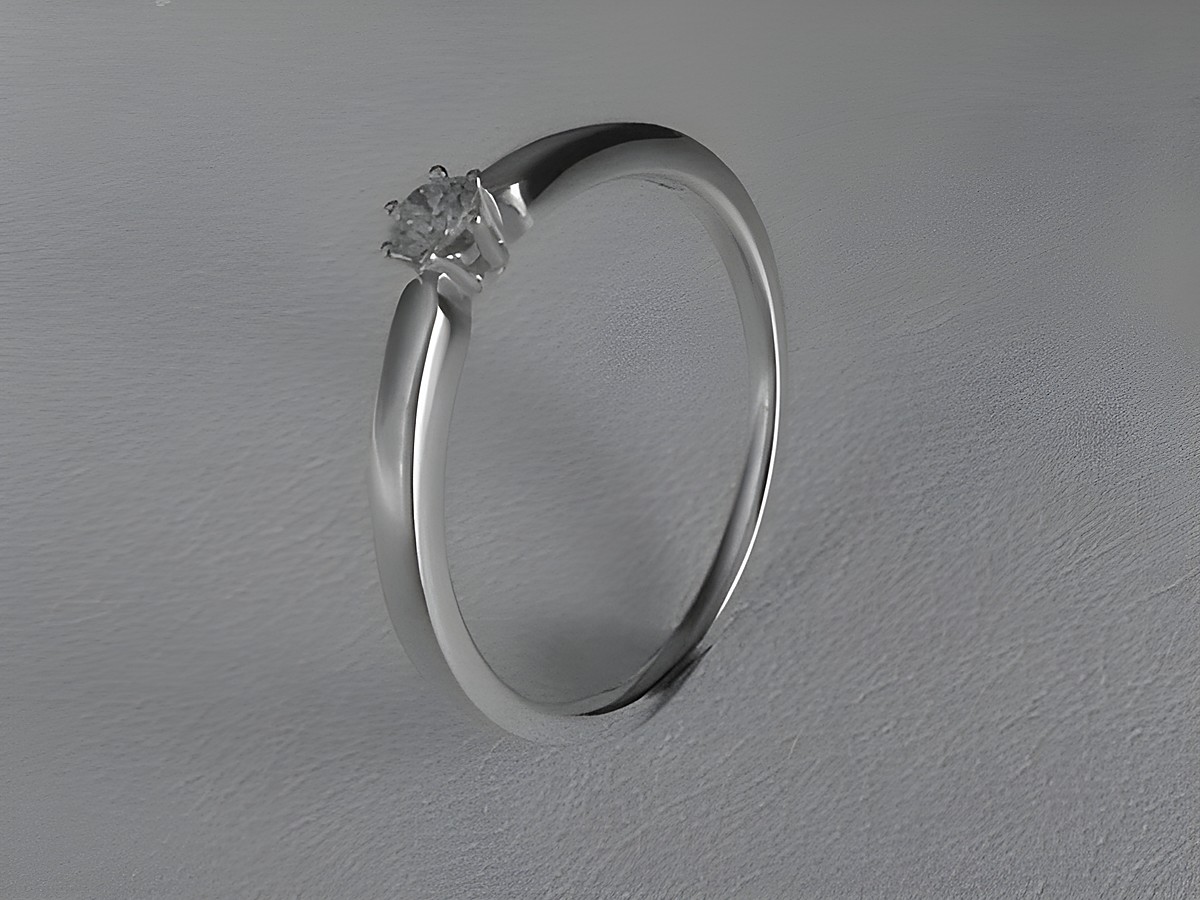 Verlobungsring aus Weißgold mit einem Brillant von 0,10 ct W/Si in Größe 54, Hersteller Juwelier Harnisch, elegantes schlichtes Design, ideal für besondere Anlässe.