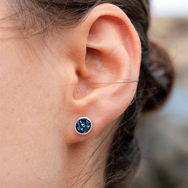 DUR Ohrring Seeopal - Sterling Silber rhodiniert - Mosaik + Seeopal – Ansicht 2