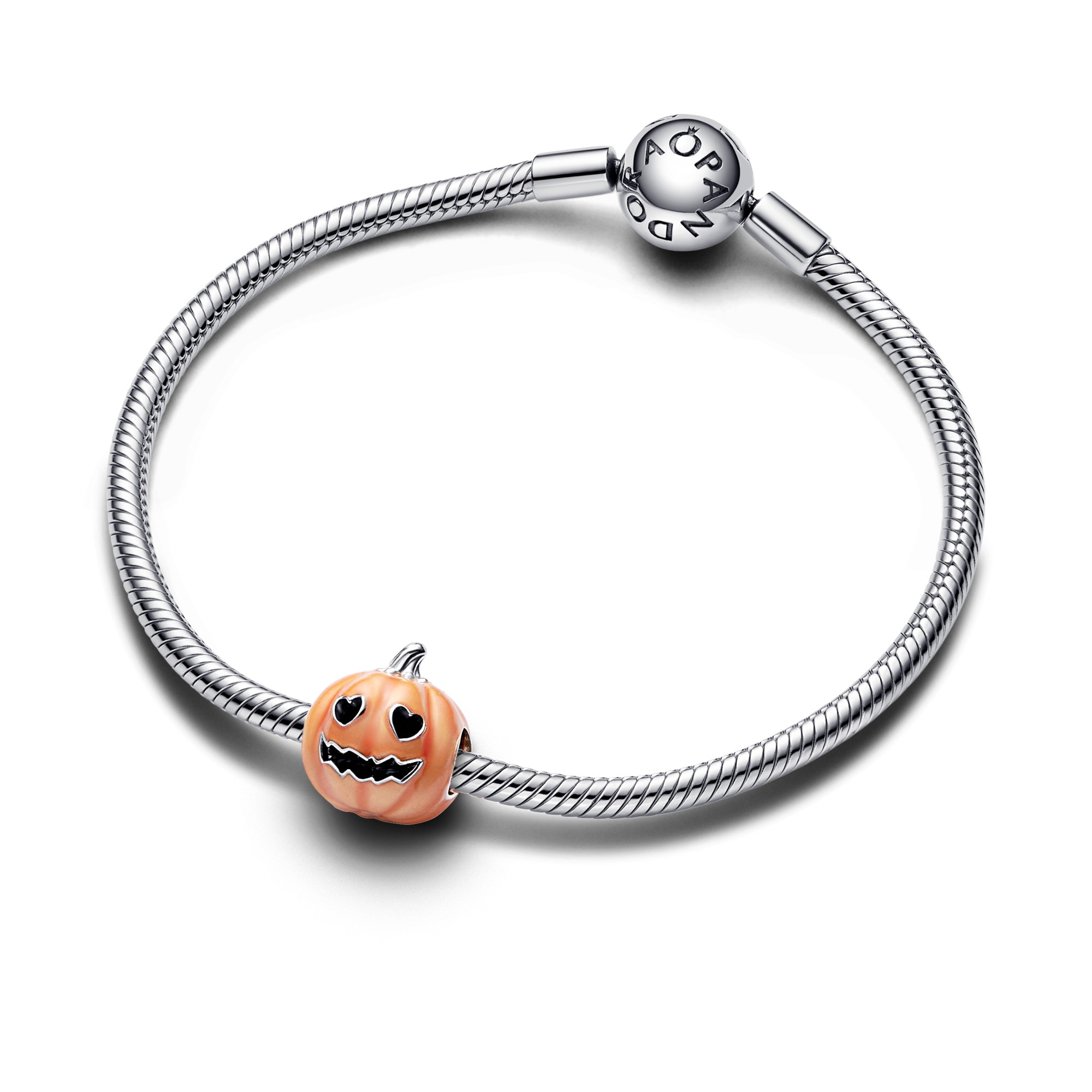 Pandora im Dunkeln leuchtender Kürbis Charm - Sterling Silber – Ansicht 3