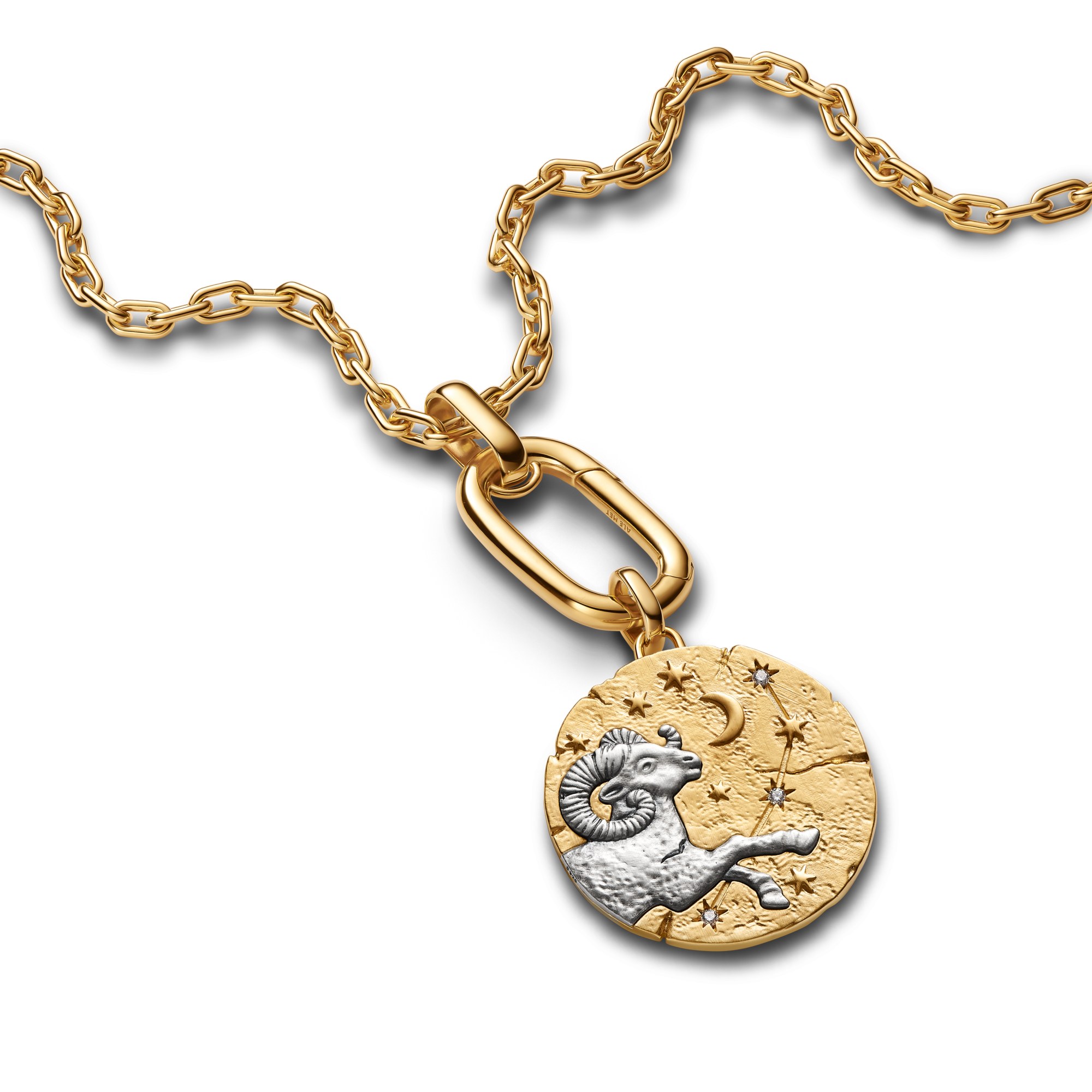 Pandora ME - Sternzeichen Widder - gr. Anhänger-Charm - Sterling Silber & Gelbgold Vergoldung - 28 mm – Ansicht 3