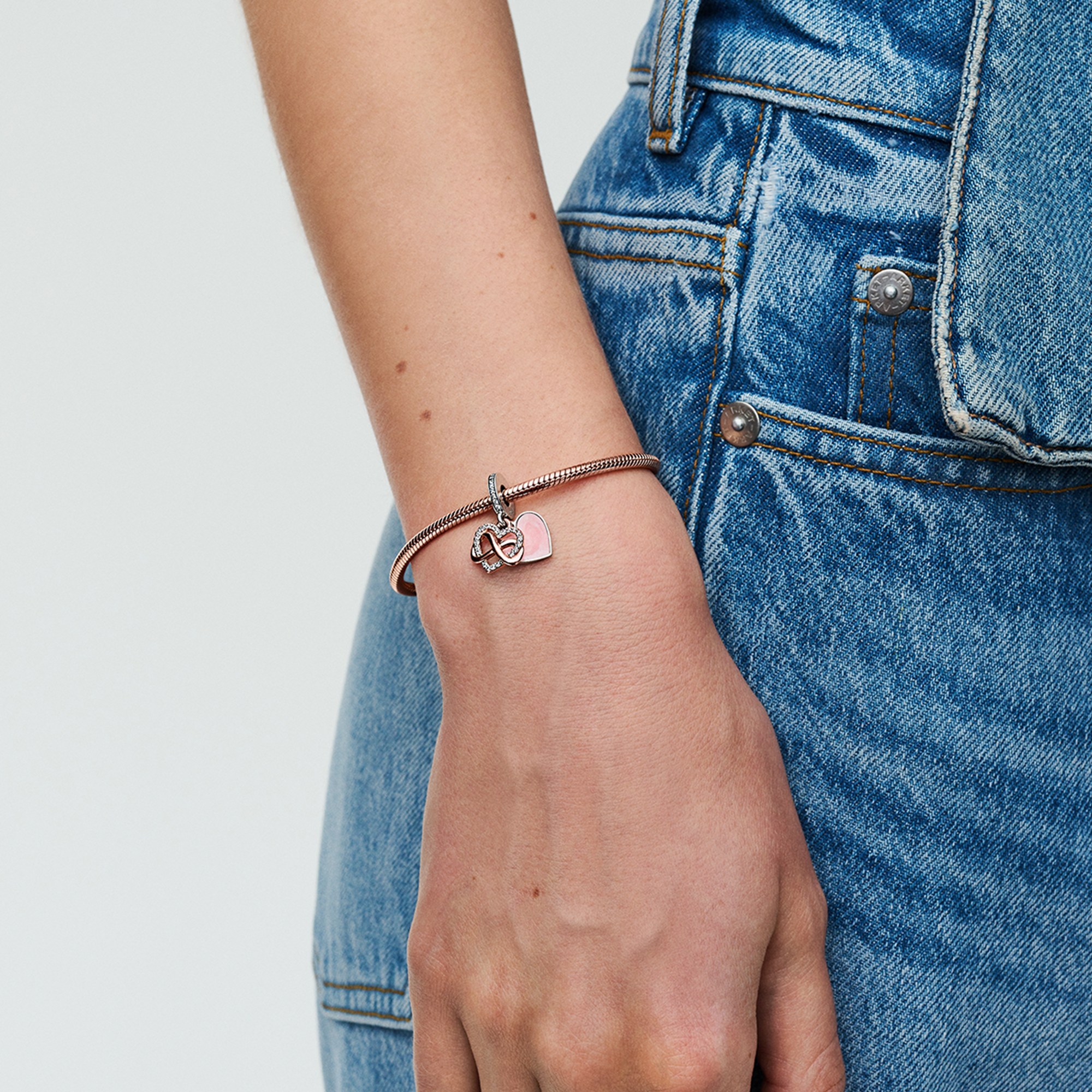 Pandora ROSE & Silber Charm Anhänger - Unendliches Herz - Zirkonia + Emaille – Ansicht 5