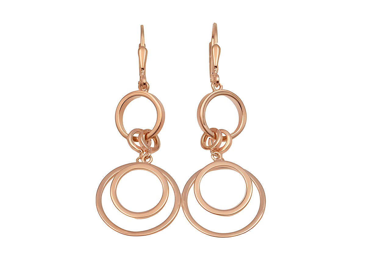 Ohrhänger Kreisringe aus 925 Sterling Silber, poliert und roségold vergoldet, ohne Stein, von Juwelier Harnisch, elegant und modern im Design.