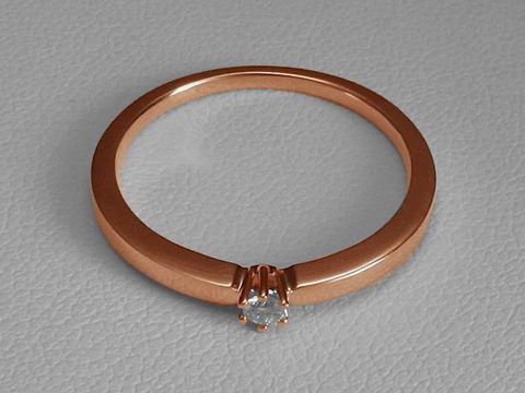 Verlobungsring aus 585 Rotgold mit einem Brillant von 0,05 ct W/Vsi, Größe 52, Hersteller Juwelier Harnisch, elegant und schlicht gestaltet.