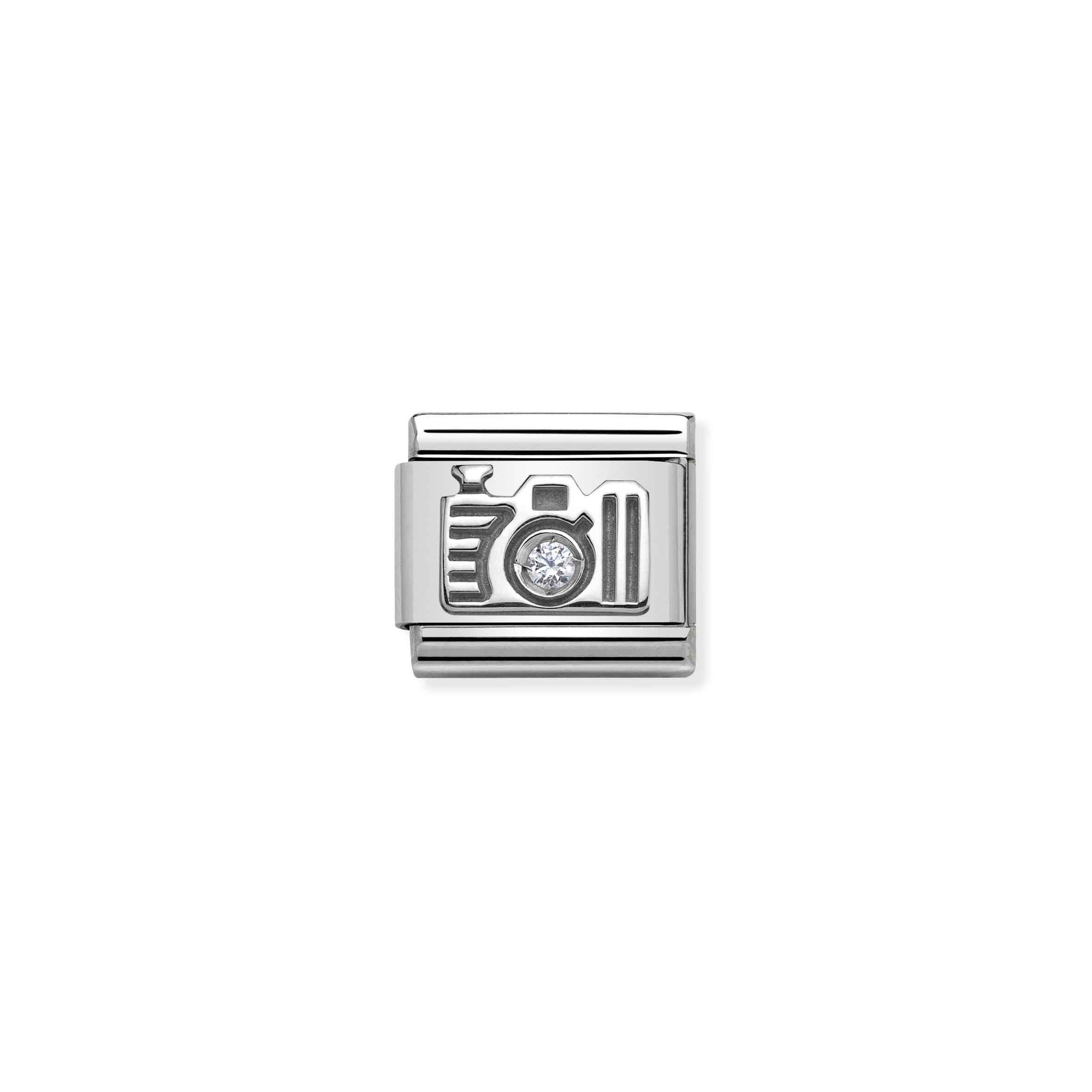 Nomination Composable Classic Charm Fotoapparat - Edelstahl, Sterling Silber, Zirkonia