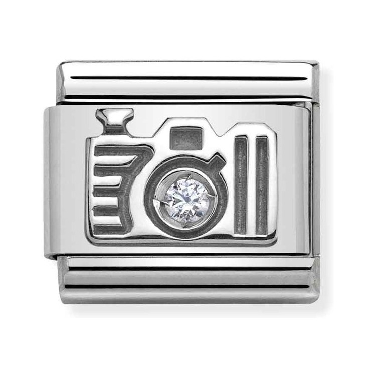 Nomination Composable Classic Charm Fotoapparat - Edelstahl, Sterling Silber, Zirkonia