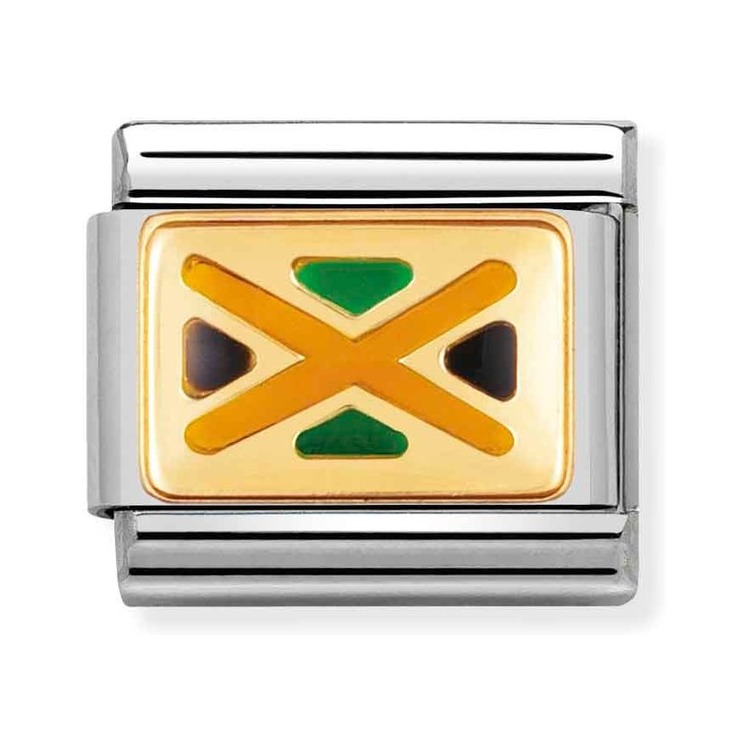 Nomination Composable Classic Charm Flagge Jamaica - Edelstahl, Gold 750 Gelbgold, Emaille